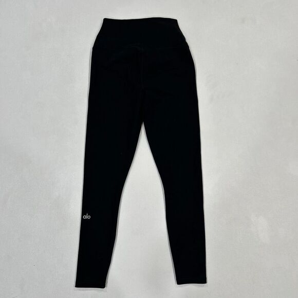 Alo Yoga High Waist Slash Leggings XS Black Cutout Detail - Picture 2 of 9
